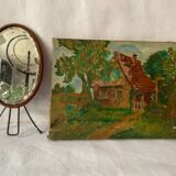 Tableau ancien impressionniste, maison de campagne, signé / fin XIXème