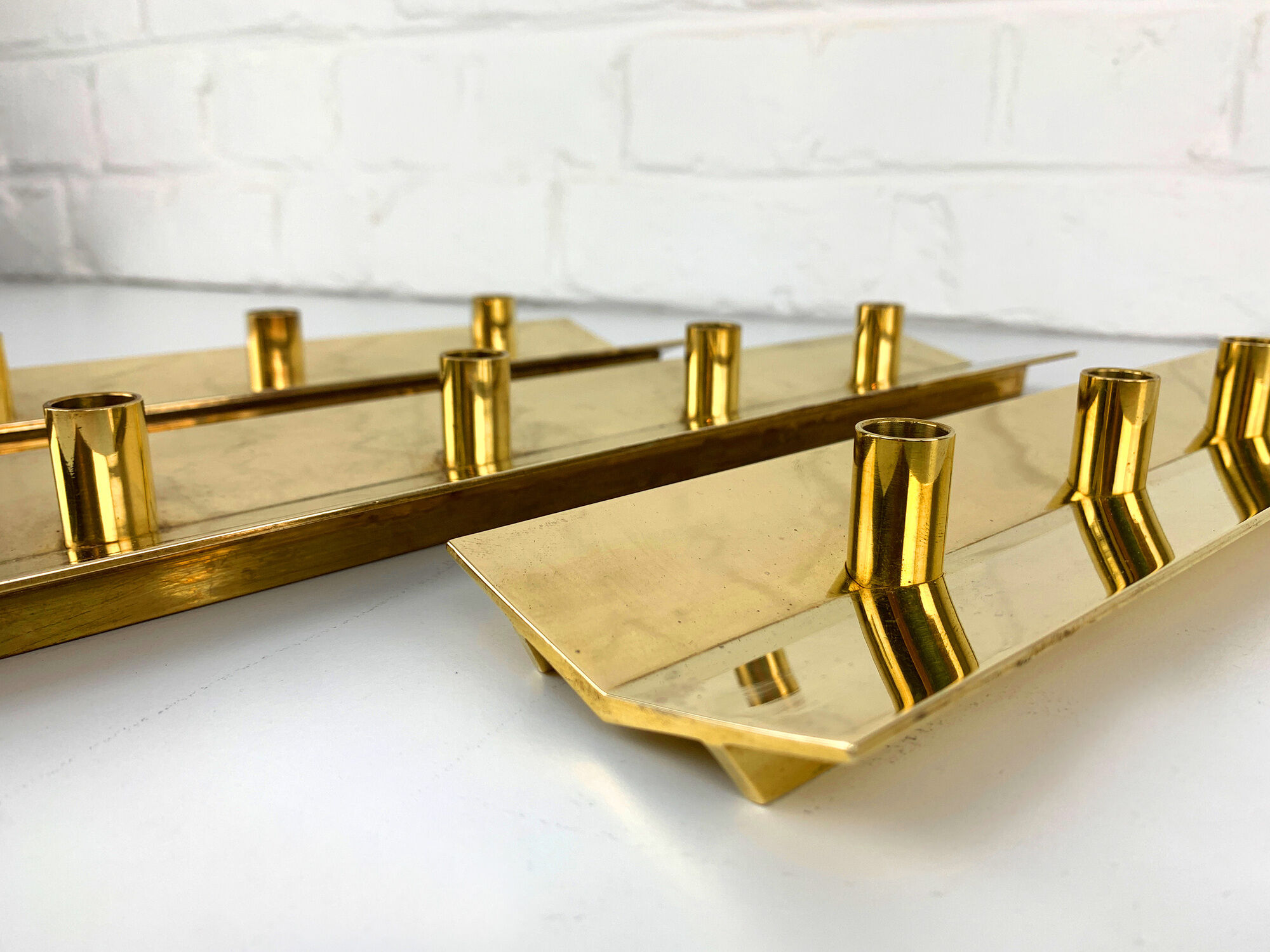 Scandinavian brass candle holder, vintage, Pierre Forsell for Skultuna, 1960