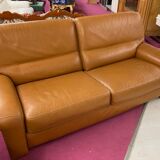 Brown leather sofa