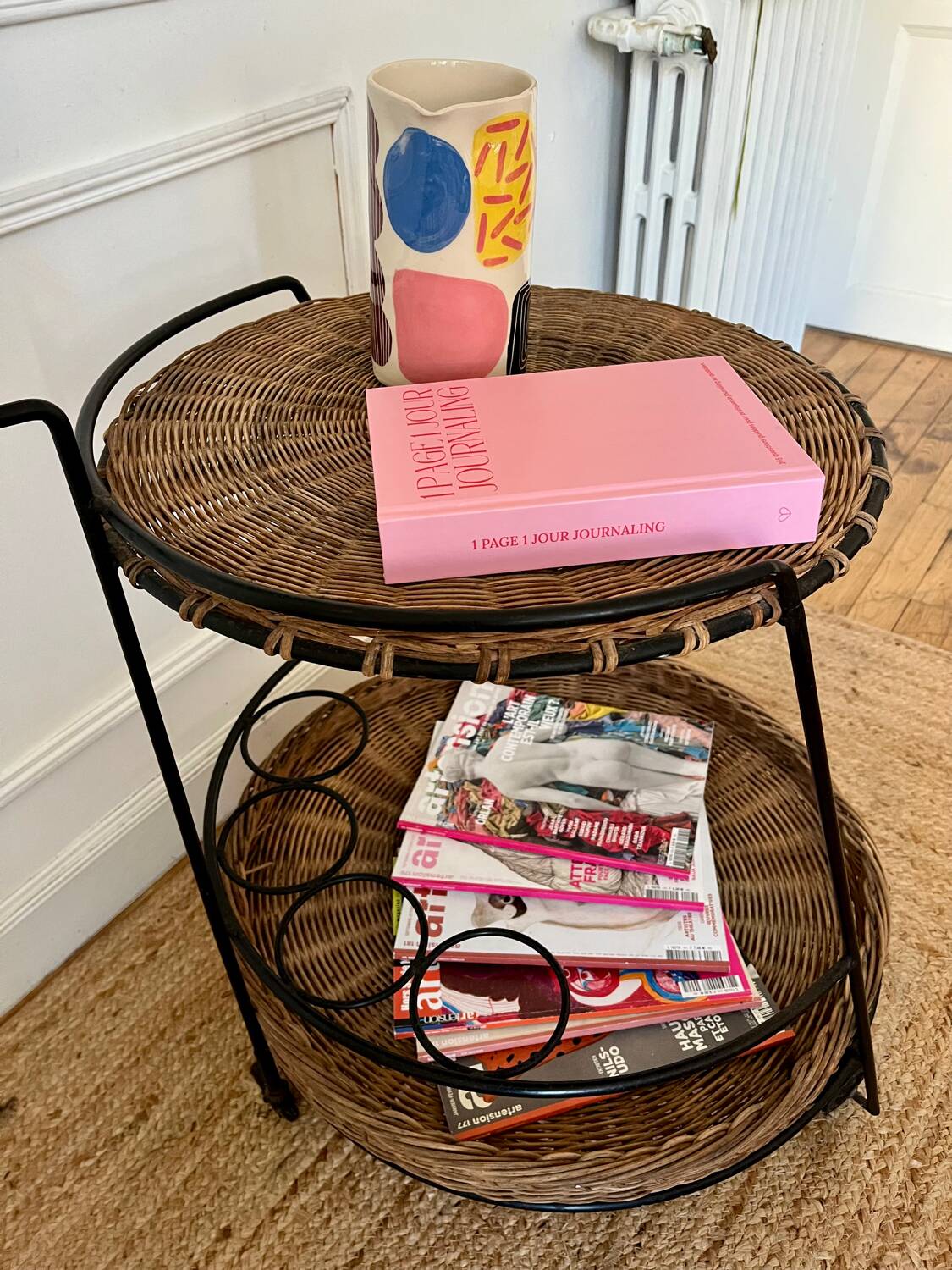 Metal and rattan dessert table Raoul Guys for Airborne 1950