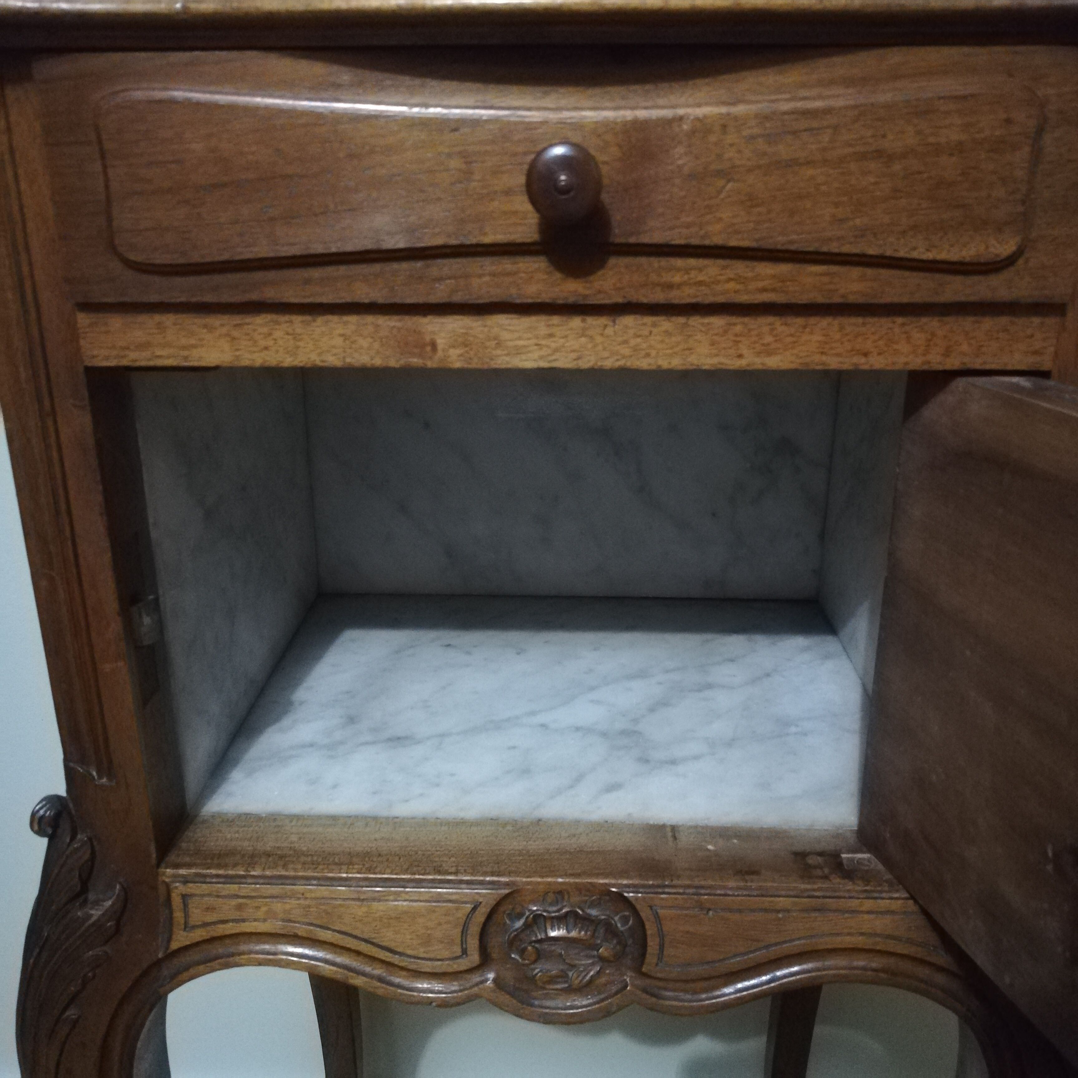 Louis XV style oak bedside table