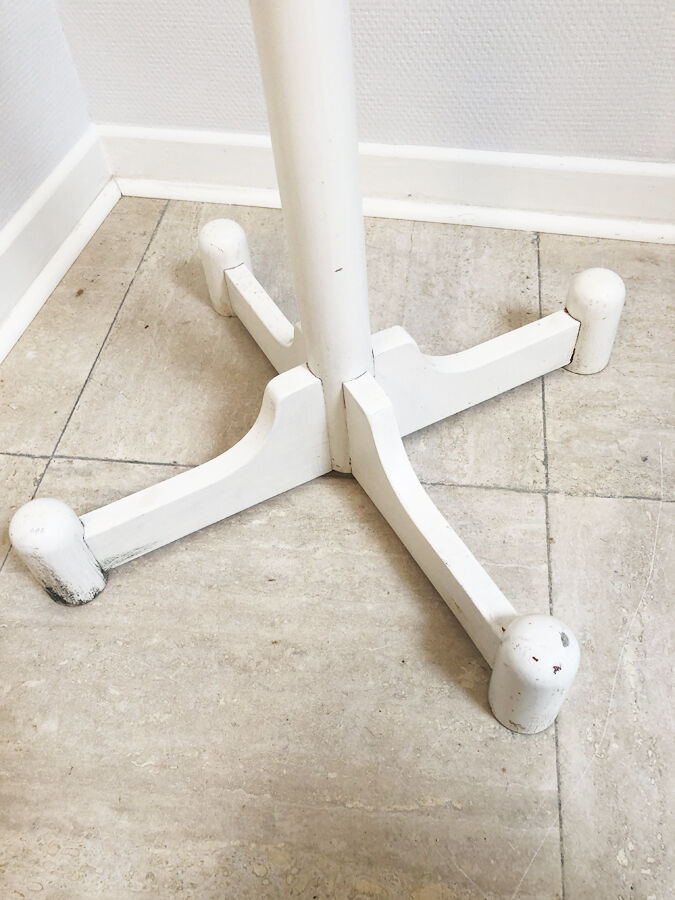 Vintage coat rack in white wood, 1970