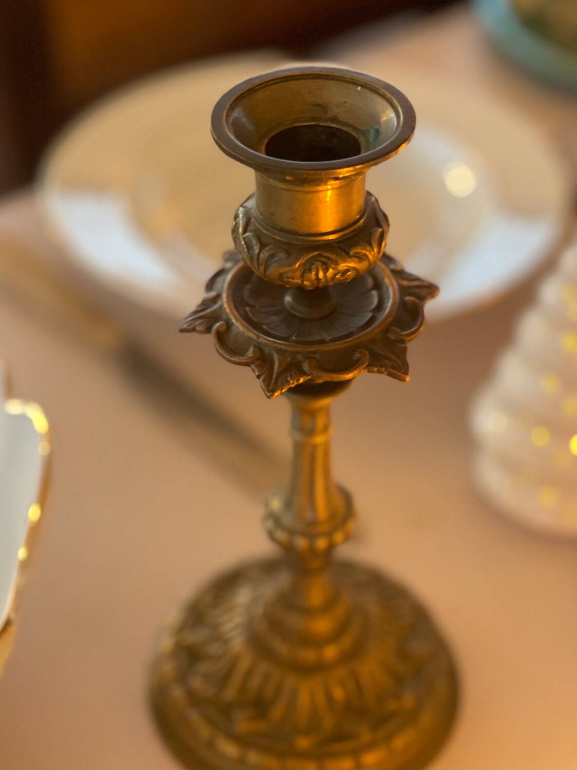 Old bronze candle holder