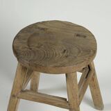 Gong - Antique Chinese elm stool, round seat no. 8
