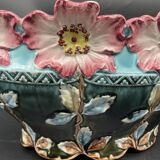 Antique, jardinière en barbotine, Art Nouveau, faïencerie DE BRUYN, signé