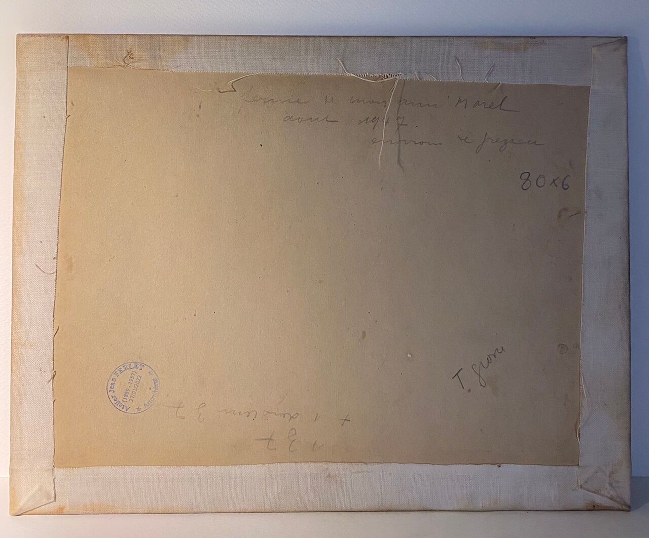 Old painting, landscape Monts du Lyonnais, signed and dated 1947