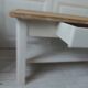Coffee table made from a vintage table, pearl gray patina, wooden top.