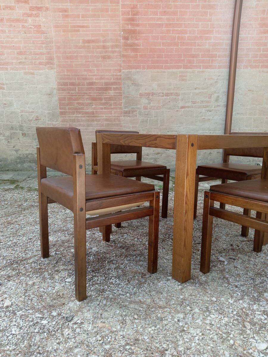 Chairs and table by Umberto Brandigi for Planula, 1960s, set of 5