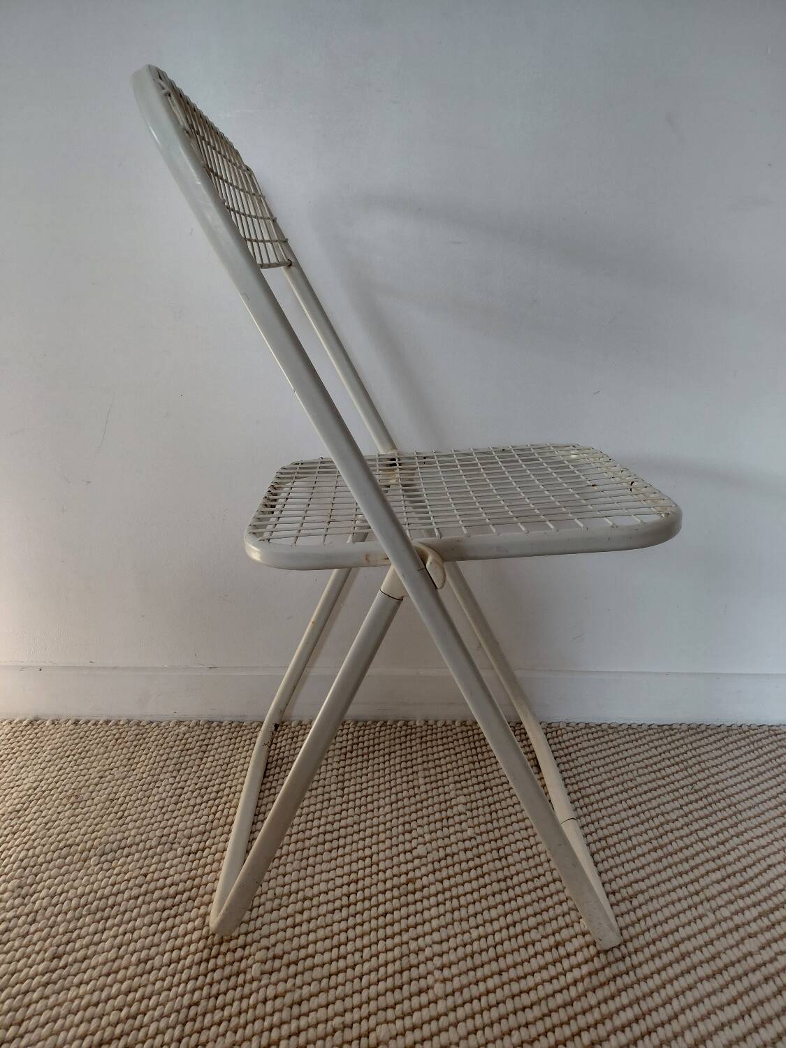 3 vintage folding chairs Talin design Italian 70s - mesh metal