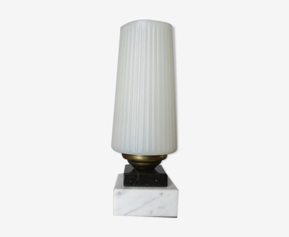 Lampe marbre, laiton et perspex années 50 60