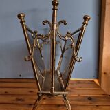 Vintage brass and smoked glass magazine rack - Maison Jansen style - 1970