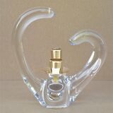 Old 2-light crystal candlestick signed SCHNEIDER FRANCE vintage design from the 60s