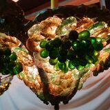 Pair of murano bronze and glass chandeliers
