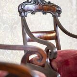 Set of Empire Mahogany Armchairs in Red Upholstery, 19th Century