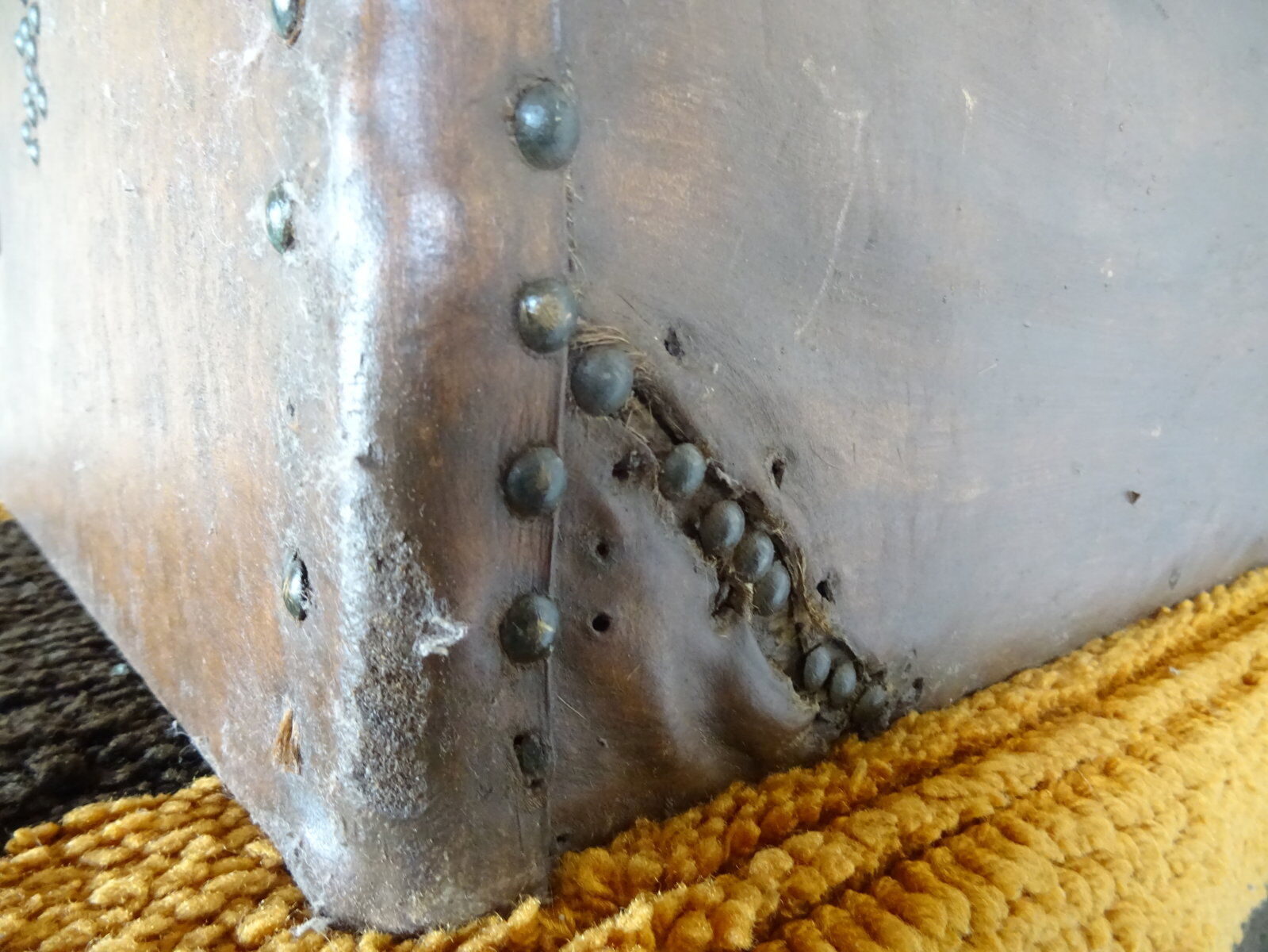 19th-century leather trunk
