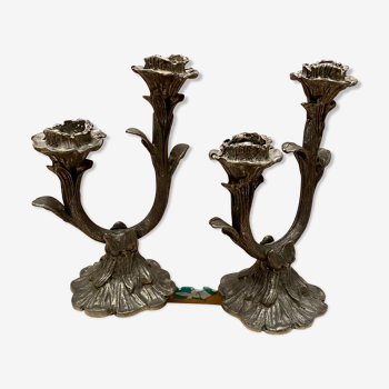 Pair of pedestal candlesticks by Jean Goardere