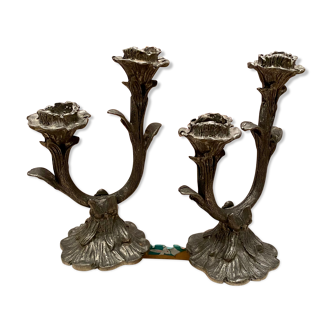 Pair of pedestal candlesticks by Jean Goardere