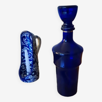 Set liquor bottle with candle holder