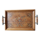 OLD ART NOUVEAU VARNISHED WOODEN TRAY WITH PAINTED DECORATION