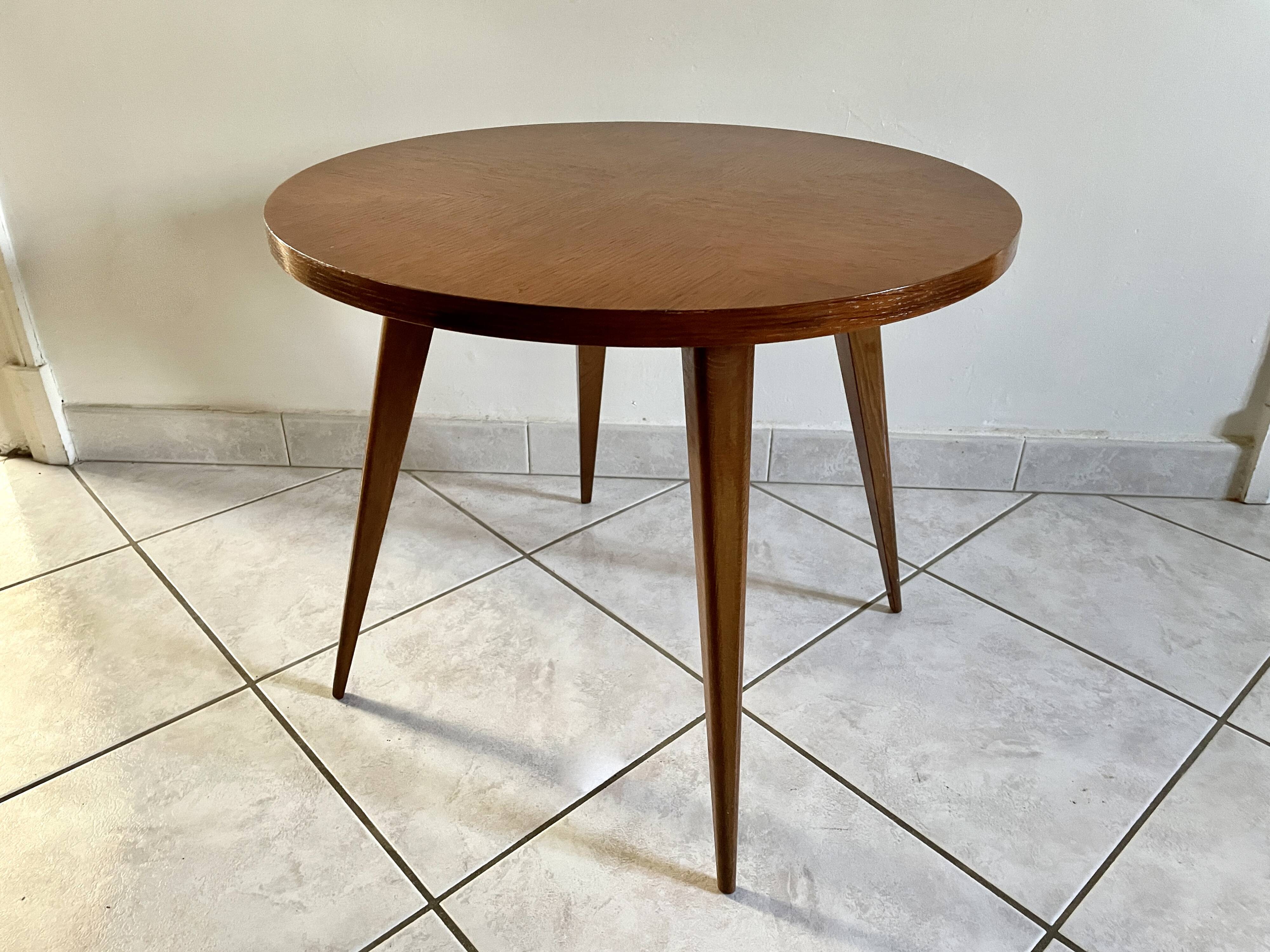 Round coffee table with compass legs 1970