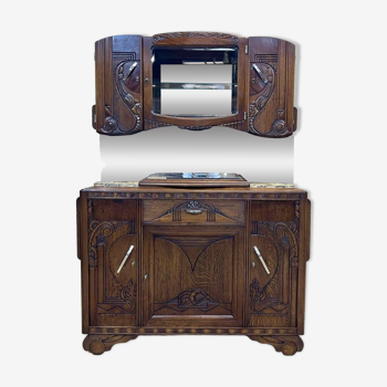 Art Deco period sideboard in oak and marble