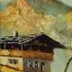 vintage oil on canvas 1950/1960 mountain landscape