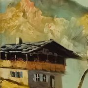 vintage oil on canvas 1950/1960 mountain landscape