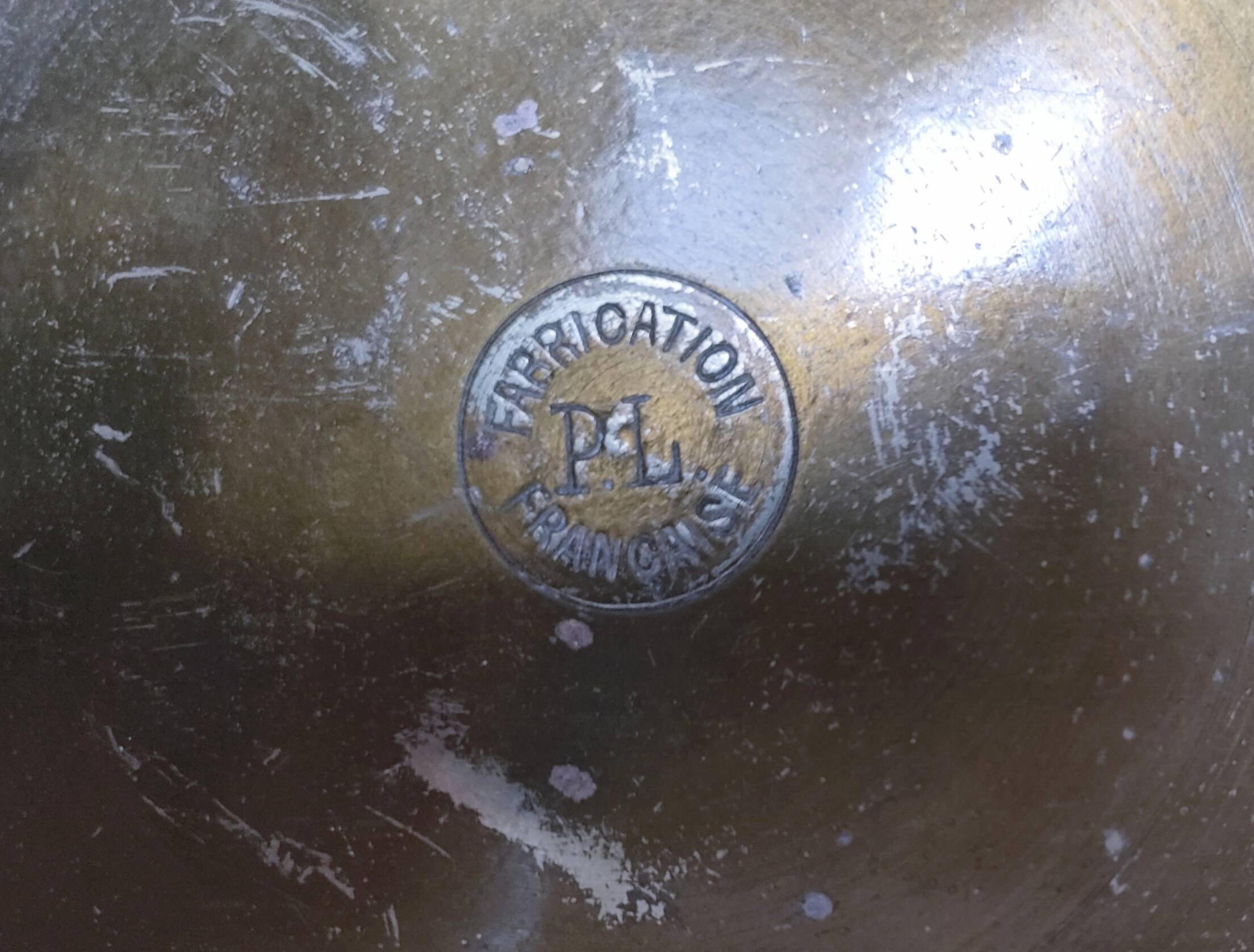 Large art deco stamped brass planter