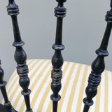 Napoleon III chair late 19th in blackened wood with gilded patterns