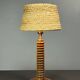 Midcentury French brutalist wood turned table lamp, Charles Dudouyt style