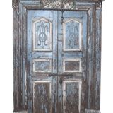 Ancienne porte indienne en vieux teck pièce et patine d'origine