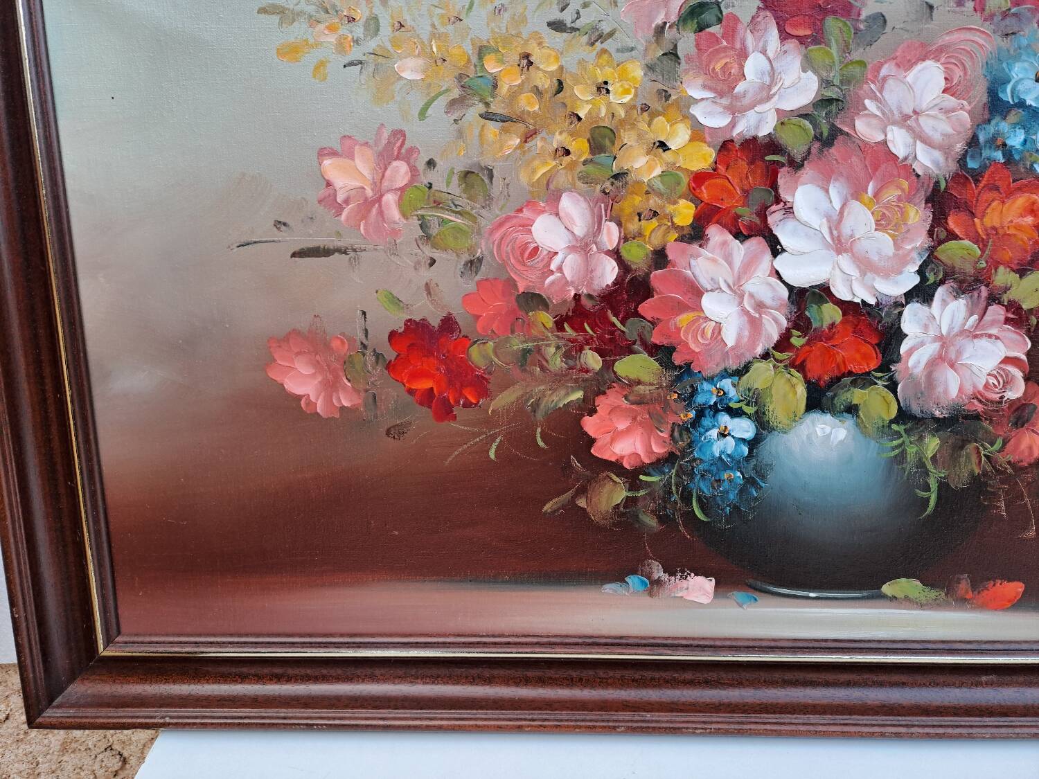 Oil on canvas bouquet of flowers signed Charles Édouard