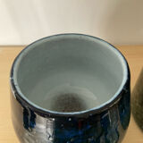 Pair of vintage flowerpots in bubbled glass paste