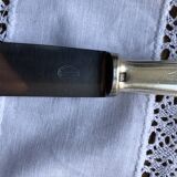 Series of 10 ercuis silver metal table knives
