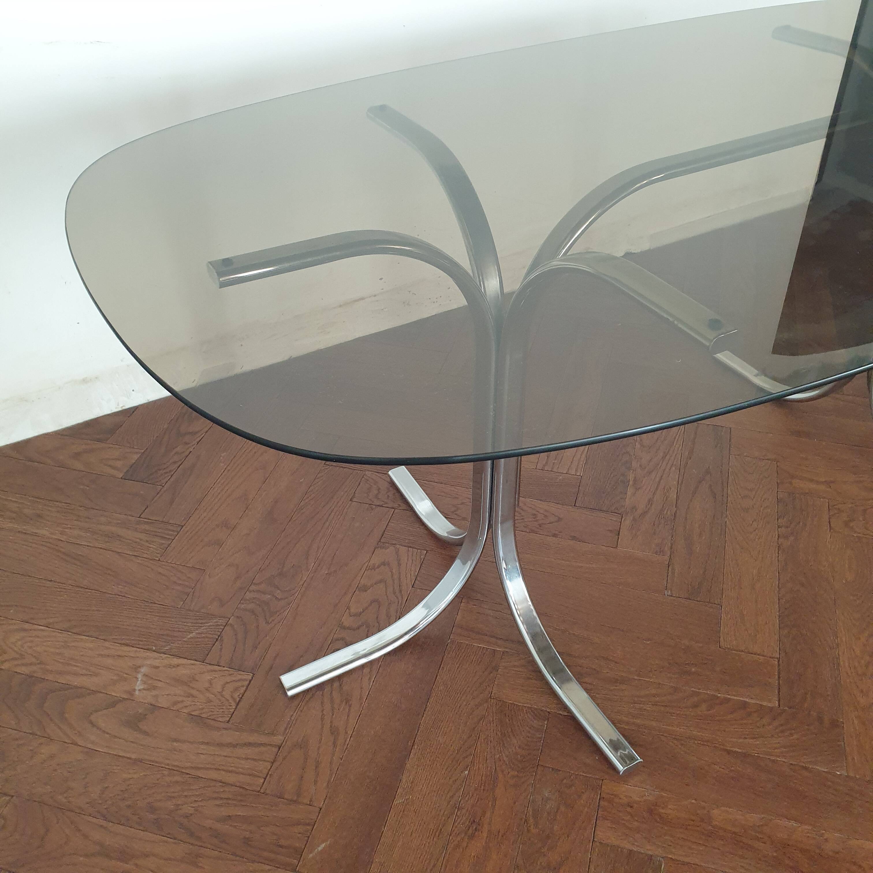 Table en verre fumé vintage