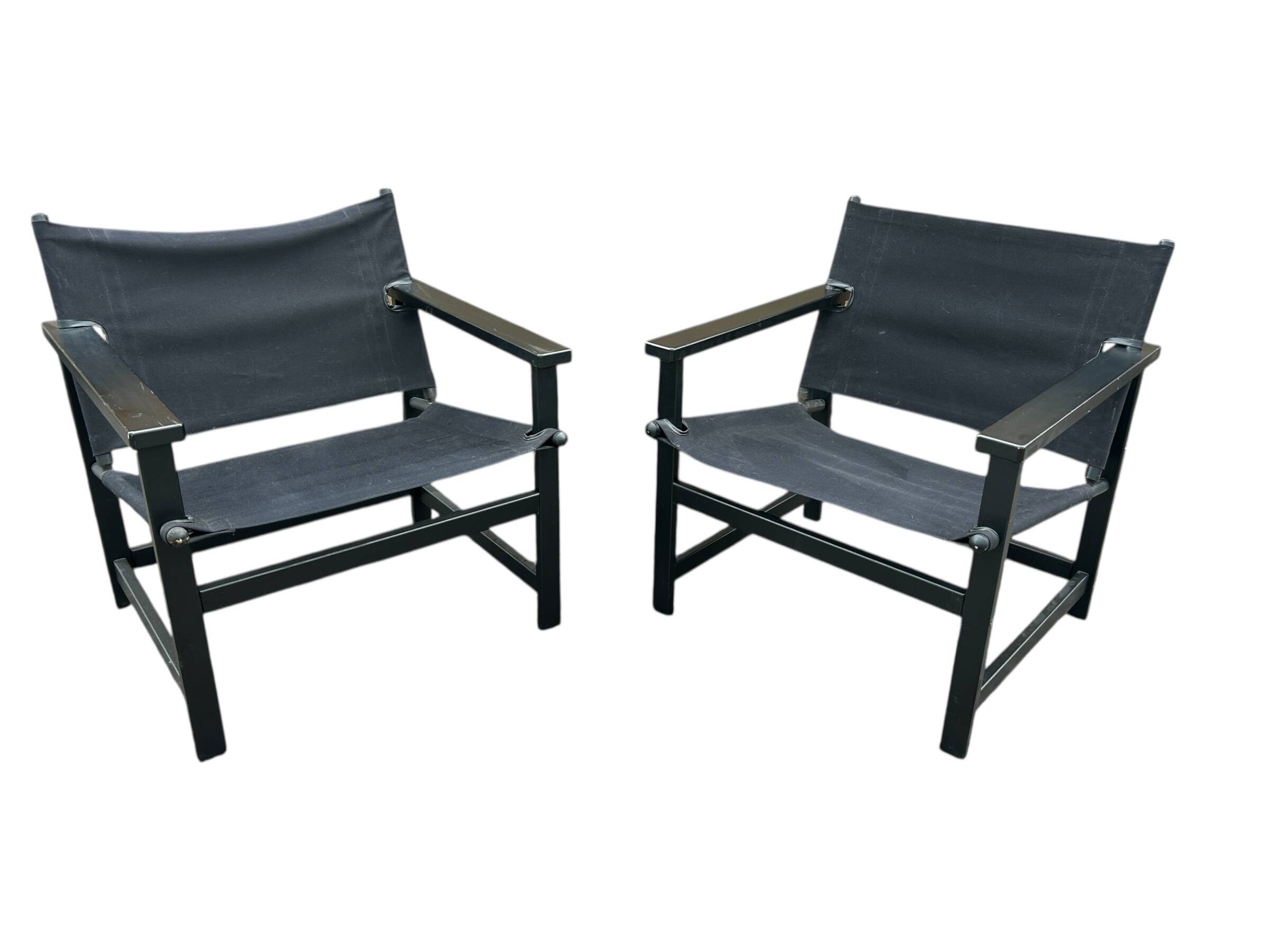 pair of Hyllinge Møbler safari armchairs
