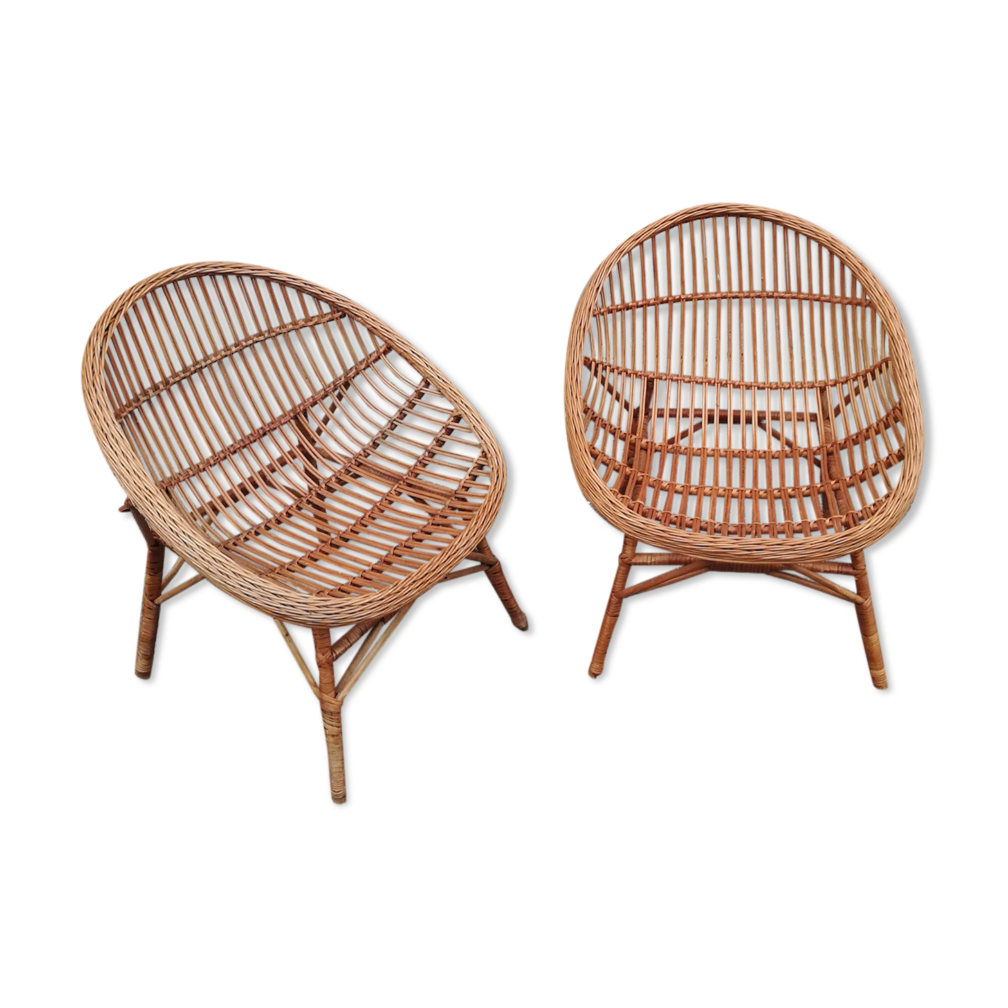 Paire de fauteuils vintage rotin