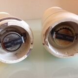 White wood pepper and salt mills by Borel France / vintage 70s
