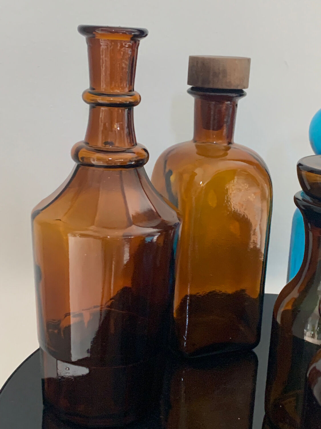 Vintage glass bottles and flasks