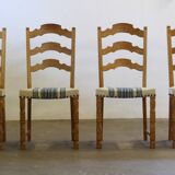 Chaises de salle à manger en chêne brutaliste danois moderne des années 1960 dans le style de Kjærnulf, ensemble.