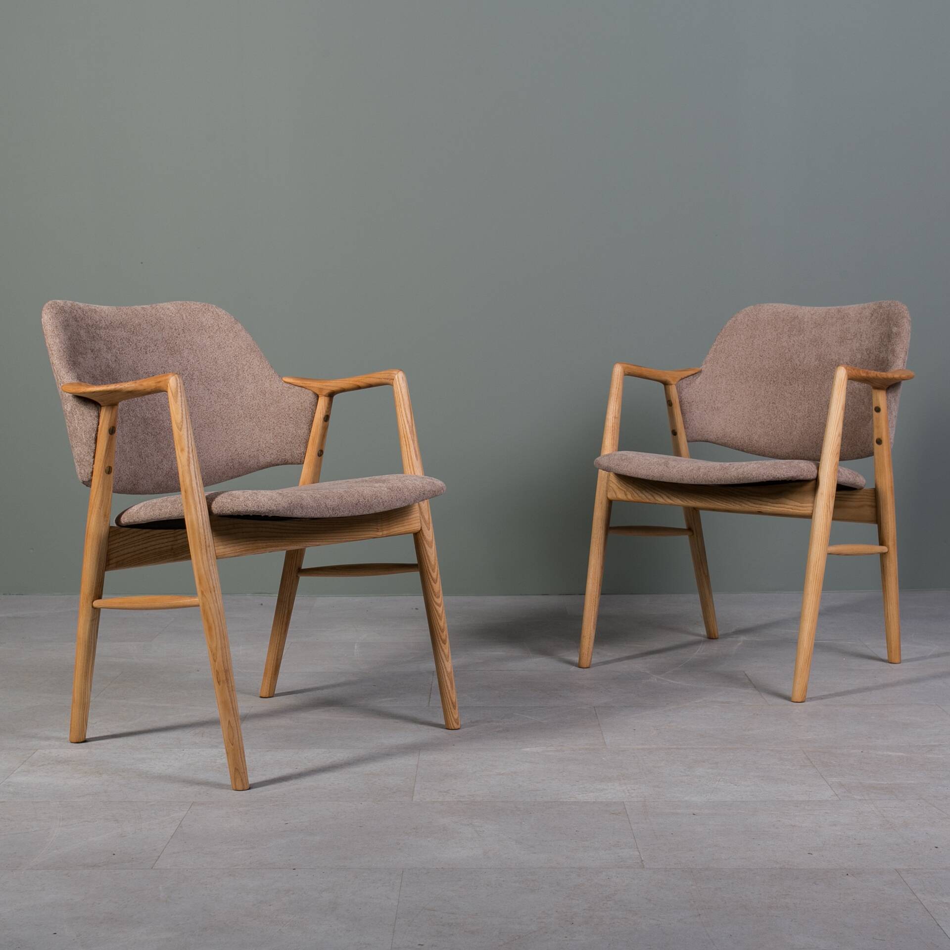 Designer Scandinavian Ash Wood Armchairs