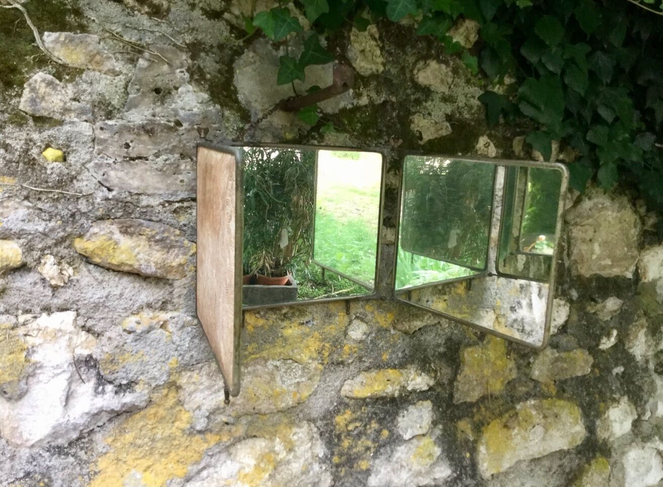 Triptych barber mirror 104x27 cm