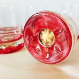 Ensemble de 5 verres à whisky à pastilles dorés