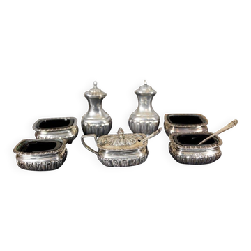 Ensemble en argent anglais du 19ème siècle, années 1890, ensemble de 7 pièces.