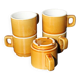 Set of 5 vintage mustard-coloured ceramic mugs.