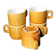 Set of 5 vintage mustard-coloured ceramic mugs.