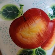 White Ceramic Vase with Peach and Leaf Motifs