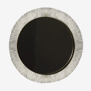 Miroir en métal blanc et laiton du milieu du siècle de Vereinigte Münchner Werkstätten, années 1950