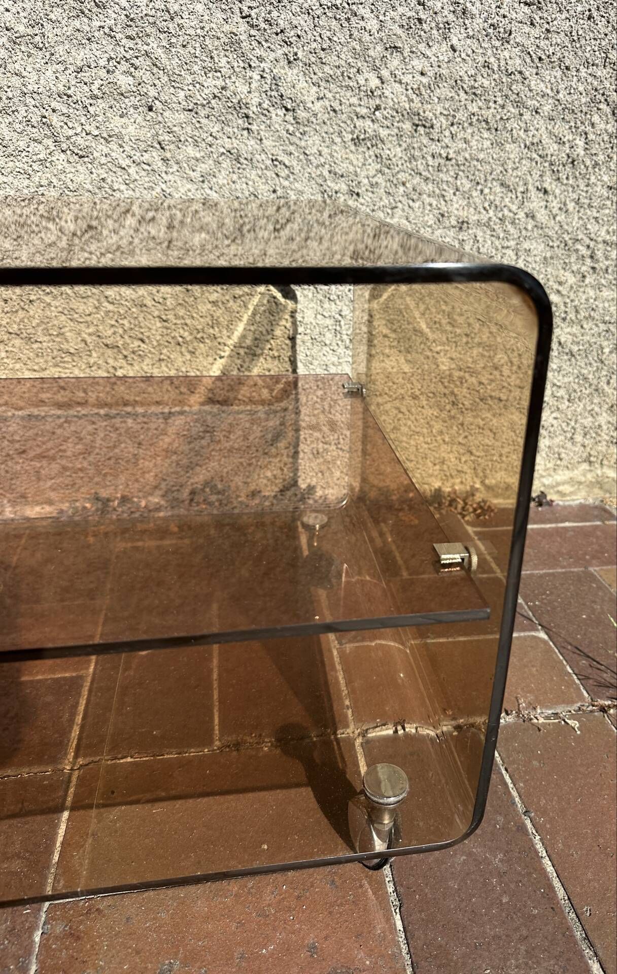 Side table, vintage serving trolley in plexiglass by Michel Dumas for