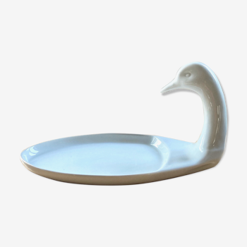 Plat zoomorphe canard en porcelaine